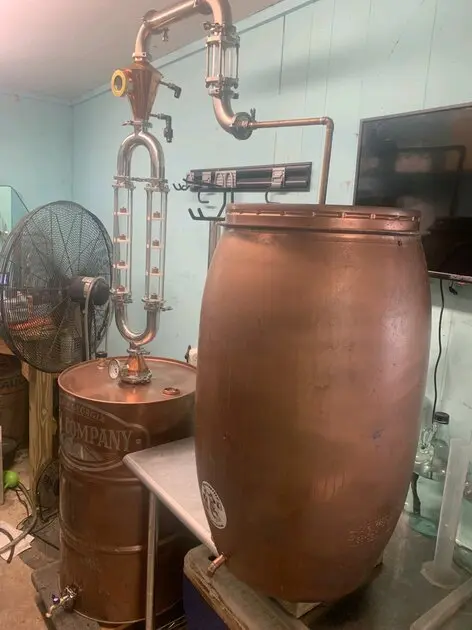 A customer’s copper distilling setup