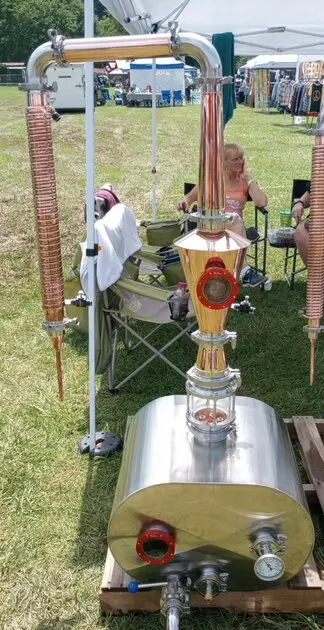 Customer distilling equipment in an outdoor setting